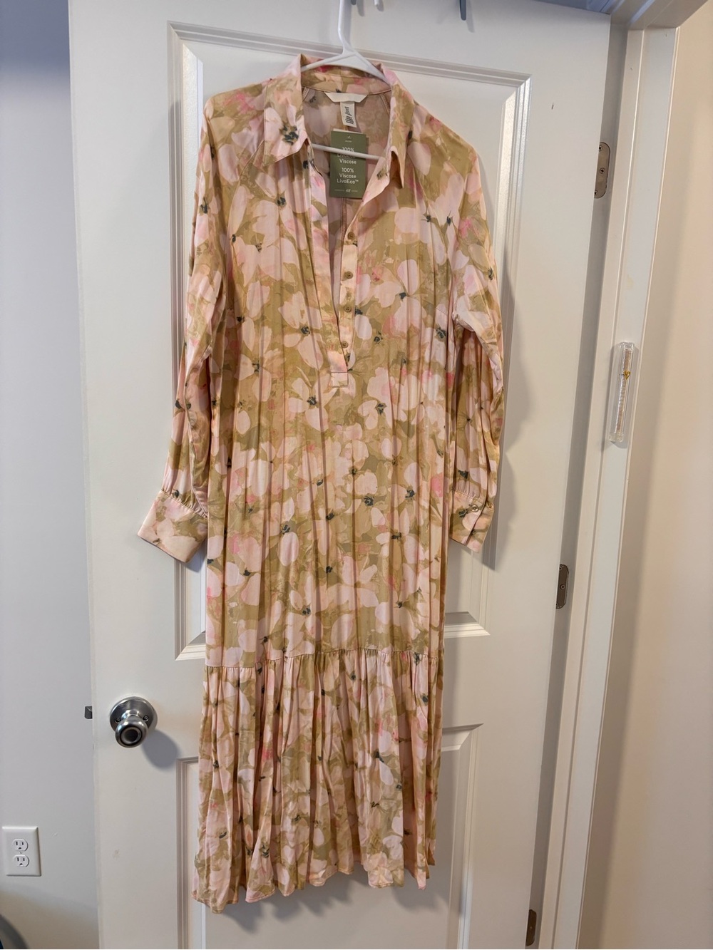 H&M Women’s Floral Midi Shirt Dress - Pink & Olive